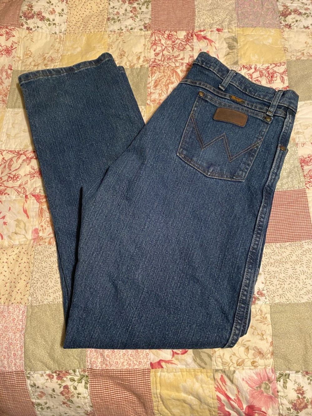 Wrangler Advanced Comfort Men's Dark Blue Straight Jeans Size 38x34